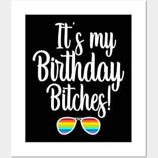 Gay Pride Rainbow LGBT Tshirt Its My Birthday Bitches Posters and Art